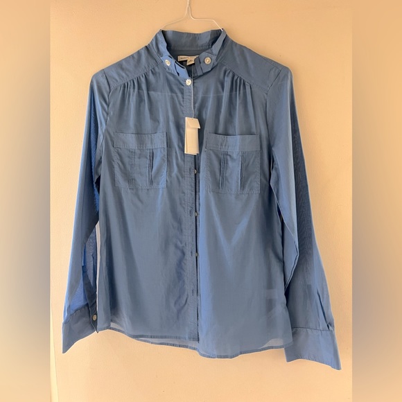 Banana Republic sheer blue tab collar blouse - Picture 10 of 10
